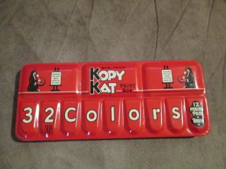 Vtg Kopy Kat Paint Box 32 Water Colors Metal Box American Crayon Co