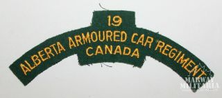 19th Alberta Armoured Car Regiment Cloth Shoulder Flash (17503)