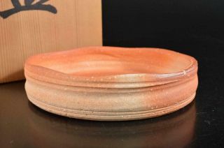 S5926: Japanese Shigaraki - Ware Youhen Pattern Dessert Bowl/dish W/signed Box