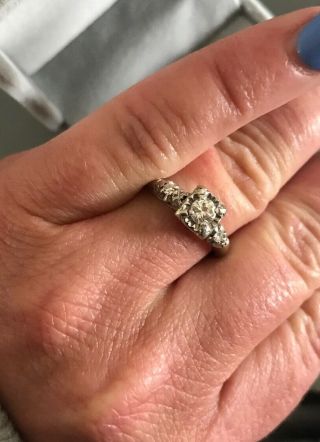 Vintage 14K WG Approx.  30 DIAMOND Wedding Ring,  Illusion Setting, 7