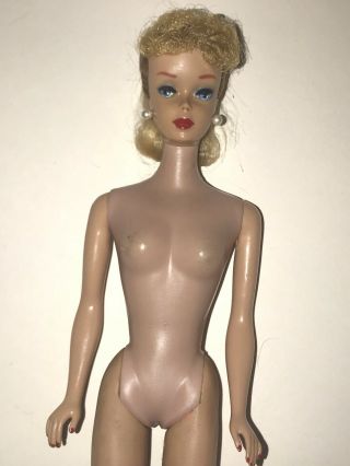 Vintage BARBIE 1961 Blonde PONYTAIL 5 Nude Doll Hair Set Earrings 3