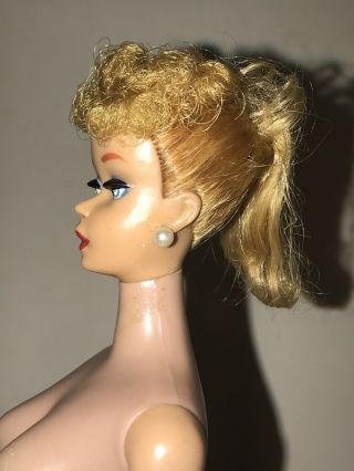 Vintage BARBIE 1961 Blonde PONYTAIL 5 Nude Doll Hair Set Earrings 6