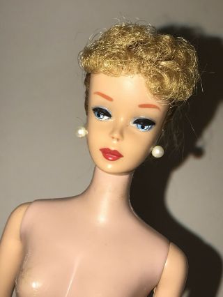 Vintage BARBIE 1961 Blonde PONYTAIL 5 Nude Doll Hair Set Earrings 7