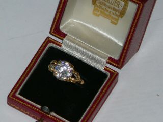 Antique High Carat Gold Victorian Massive 4 Carat Diamond Look Solitaire Ring