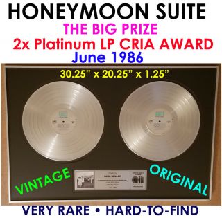 Honeymoon Suite The Big Prize Vintage Cria 2x Platinum Lp Award 1986 Rare Riaa