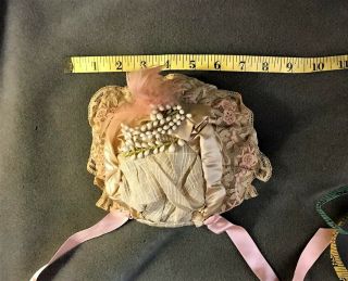Gorgeous French Antique Doll Costume & Matching Bonnet 3