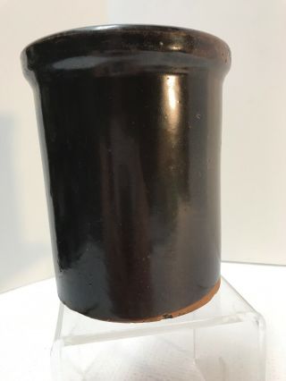 Peoria Pottery Crock / Antique - 1800s / Brown Glazed / 5 " Tall 4 " Diameter