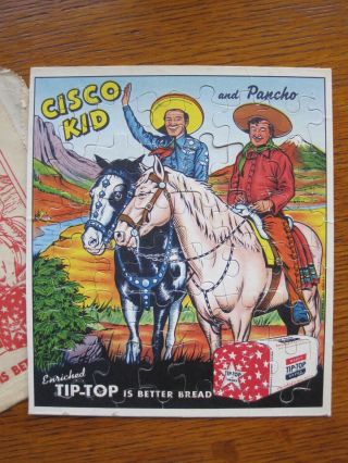 Vintage Cisco Kid & Pancho Puzzle In Wrapper 1953 Tip - Top Bread
