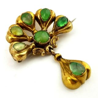 Antique 9ct Gold Jade Woven Hair Memento Mori Mourning Love Brooch 2