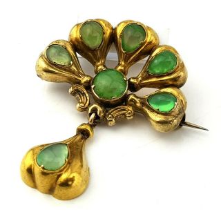 Antique 9ct Gold Jade Woven Hair Memento Mori Mourning Love Brooch 4