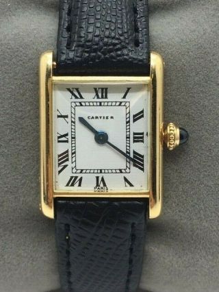 Cartier Tank Louis 18k Roman Numeral Dial Ladies Vintage Swiss Watch