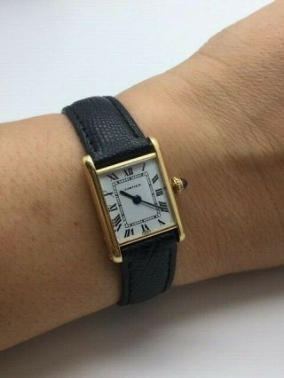 Cartier Tank Louis 18K Roman Numeral Dial Ladies Vintage Swiss Watch 6