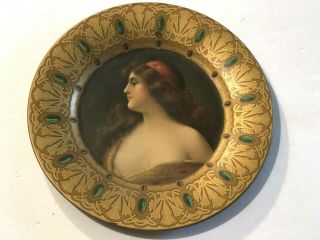 Antique Royal Saxony - Vienna Art Plate Una Gitana The Gypsy Tin Litho Plate