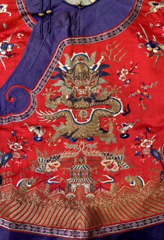 Antique Chinese Embroidered Red Robe 2