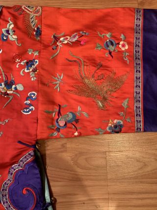 Antique Chinese Embroidered Red Robe 7