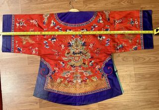 Antique Chinese Embroidered Red Robe 8