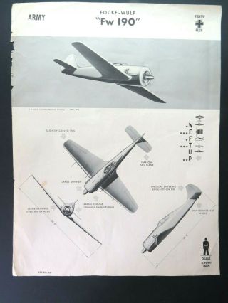 1942 18.  5 " X 24 " Navy Aircraft Id Poster - German Focke - Wulf 190
