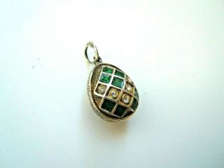 imper.  Russian 84 Silver Enamel Egg Pendant with Crystals by K.  Faberge design 3