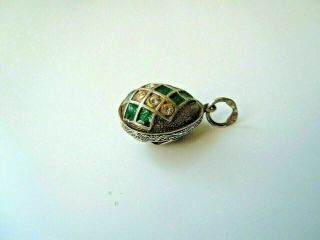 imper.  Russian 84 Silver Enamel Egg Pendant with Crystals by K.  Faberge design 4