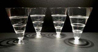 Vintage Lalique Crystal Vouvray (1951 -) Set 4 Water Goblets 5 " Made In France