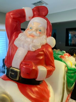 Christmas Empire Santa on Sleigh Noel Blow Mold VTG 1970 With One Cord Vintage 2