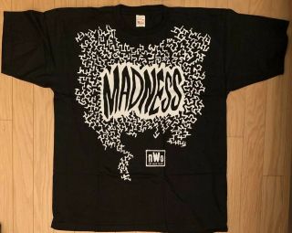 Vintage Macho Man Randy Savage Madness Wcw Wwf Wwe Nwo Black White Shirt Size Xl