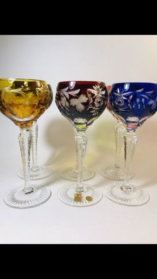 NACHTMANN TRAUBE Vintage Color Crystal.  6 7/8 Wine Hock SET OF 6 Rare STUNNING 2