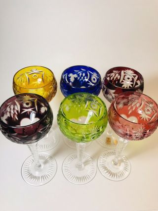 NACHTMANN TRAUBE Vintage Color Crystal.  6 7/8 Wine Hock SET OF 6 Rare STUNNING 3