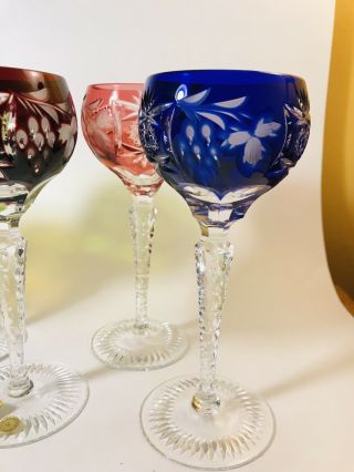 NACHTMANN TRAUBE Vintage Color Crystal.  6 7/8 Wine Hock SET OF 6 Rare STUNNING 6