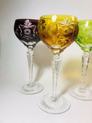 NACHTMANN TRAUBE Vintage Color Crystal.  6 7/8 Wine Hock SET OF 6 Rare STUNNING 7