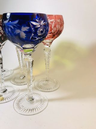 NACHTMANN TRAUBE Vintage Color Crystal.  6 7/8 Wine Hock SET OF 6 Rare STUNNING 8