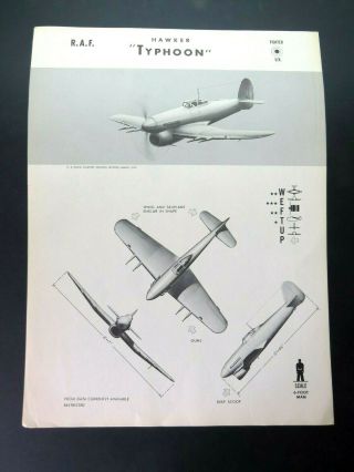 1943 18.  5 " X 24.  8 " Navy Aircraft Id Poster - " Hawker Typhoon "