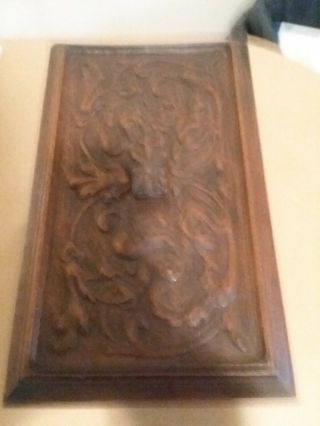 Antique Hand Made Wooden Box With Hand Carved Top Dark Walnut In Color