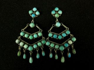 Vintage Navajo Earrings - Sterling Silver And Turquoise - Eleanor Largo