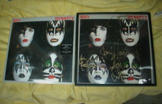 Kiss 1979 2 Dynasty Albums Signed By 4 Members Vintage Aucoin Lp