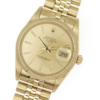 Rolex Date Jubilee 14 k Solid Yellow Gold 15037 Quick Set Mans Watch Champagne 2