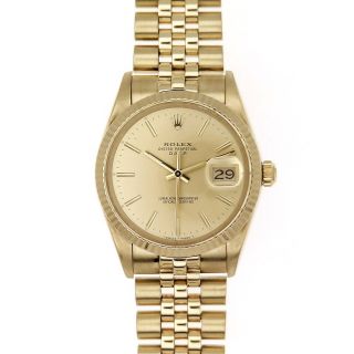 Rolex Date Jubilee 14 k Solid Yellow Gold 15037 Quick Set Mans Watch Champagne 3