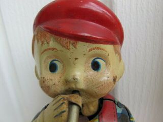 Vintage Tin Windup Toy Boy Blowing Bubbles Made In Japan By San - Marsun Toys