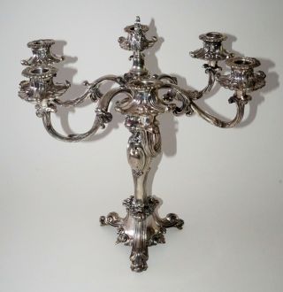Antique Quadruple Silver Plate 6x Candle Candelabra By Barbour Silver Co.  (mil)