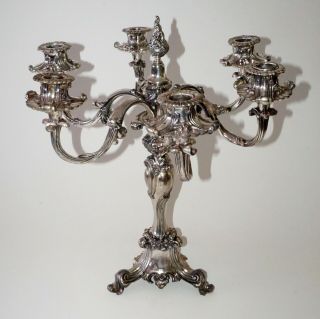 Antique Quadruple Silver Plate 6x Candle Candelabra by Barbour Silver Co.  (Mil) 2