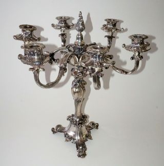 Antique Quadruple Silver Plate 6x Candle Candelabra by Barbour Silver Co.  (Mil) 3