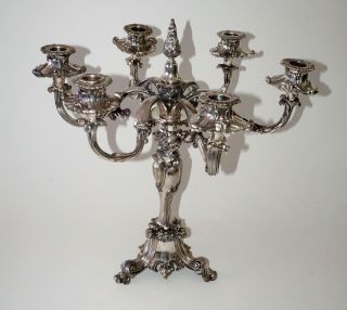 Antique Quadruple Silver Plate 6x Candle Candelabra by Barbour Silver Co.  (Mil) 4