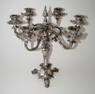 Antique Quadruple Silver Plate 6x Candle Candelabra by Barbour Silver Co.  (Mil) 5