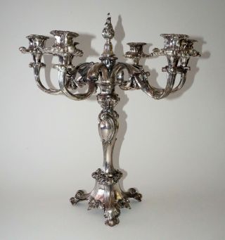 Antique Quadruple Silver Plate 6x Candle Candelabra by Barbour Silver Co.  (Mil) 6