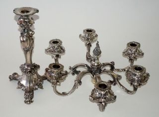 Antique Quadruple Silver Plate 6x Candle Candelabra by Barbour Silver Co.  (Mil) 8