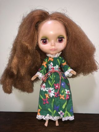 Vintage Kenner 1972 Blythe Doll Redhead Side Part w/Floral Dress 2