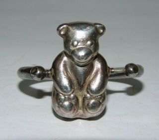 Vintage Tiffany & Co Teddy Bear Silver 925 Rolling Baby Rattle Teether