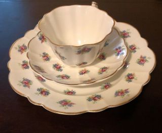 Victoria C & E Fine Bone China Floral Tea Cup Saucer And Plate