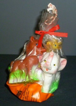 Vintage The First Years Toys Squeaky Giraffe Elephant Horse Lamb In Bag