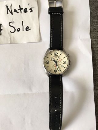 Vintage Torgoen Swiss Stainless Steel Watch W/ Leather Strap